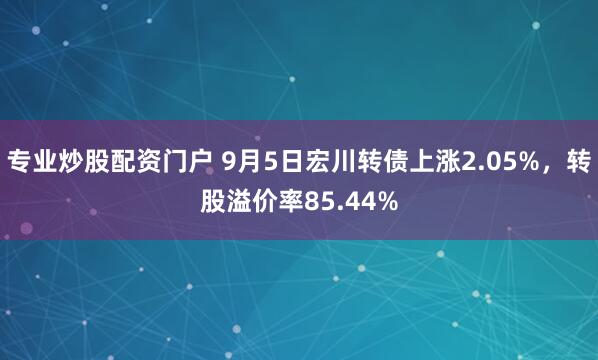 专业炒股配资门户 9月5日宏川转债上涨2.05%，转股溢价率85.44%